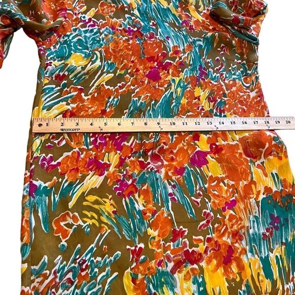 Zara Colorful Floral Dress with 3/4 Sleeves. Lightweight! Sz M. Great Condition - Picture 10 of 12